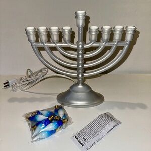 Frosted White Electric Light Up Menorah. NEW IN BOX